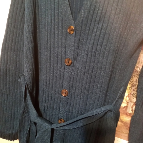 NWOT Dark teal long cardigan/dress size 16-18 - Picture 2 of 4
